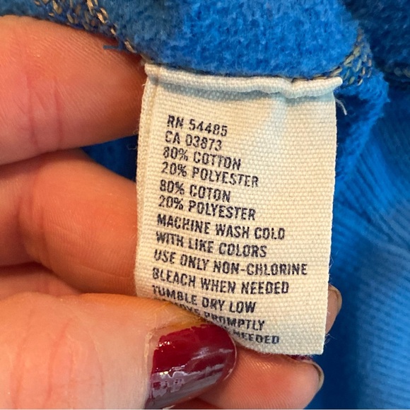 Y2K American Eagle Outfitters Blue Hoodie w/ Yellow Print Track Sweatshirt XXL - Picture 5 of 5